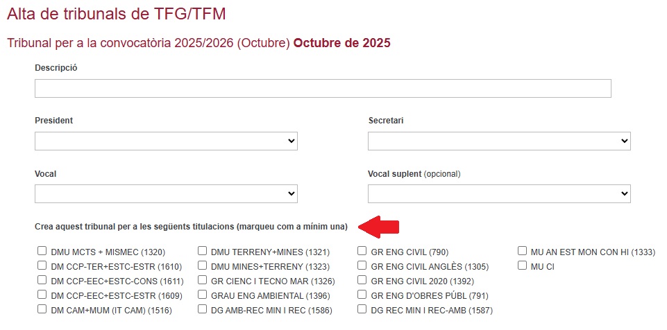 Creaci&oacute; de Tribunals